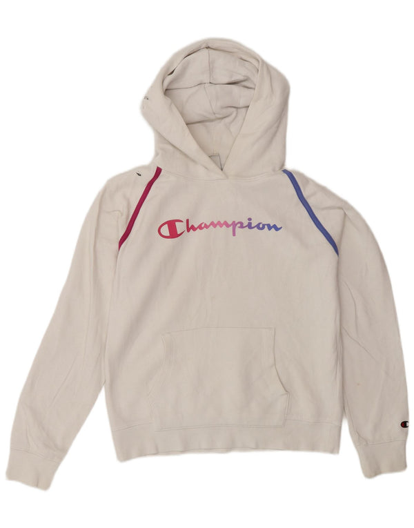 Champion Girls Graphic Hoodie Jumper 13-14 Years XL  White Cotton