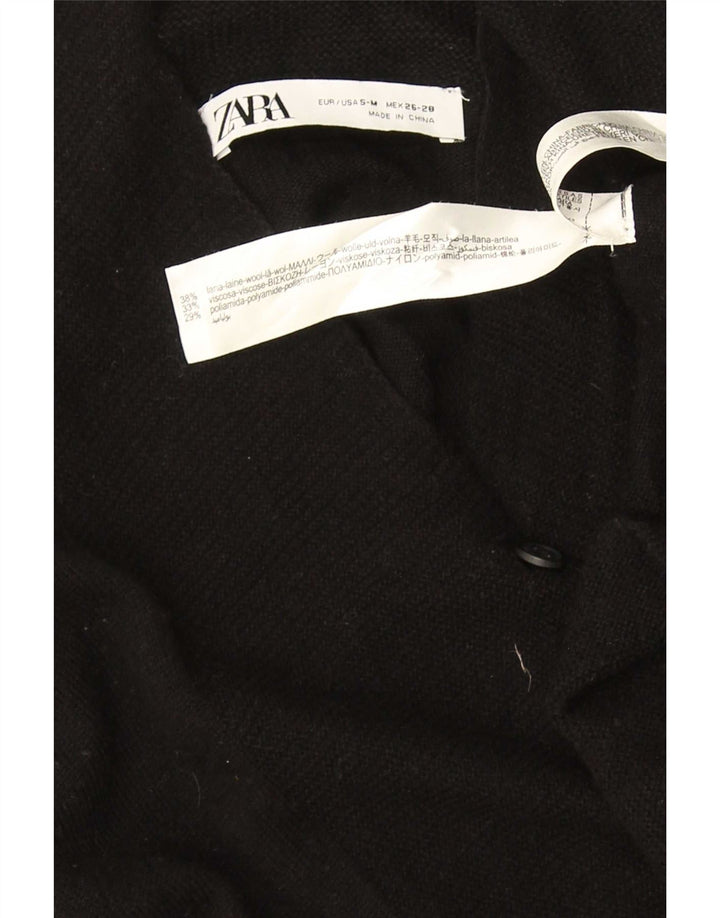 Zara Γυναικείο πουλόβερ με ζακέτα UK 10 Small Black Wool
