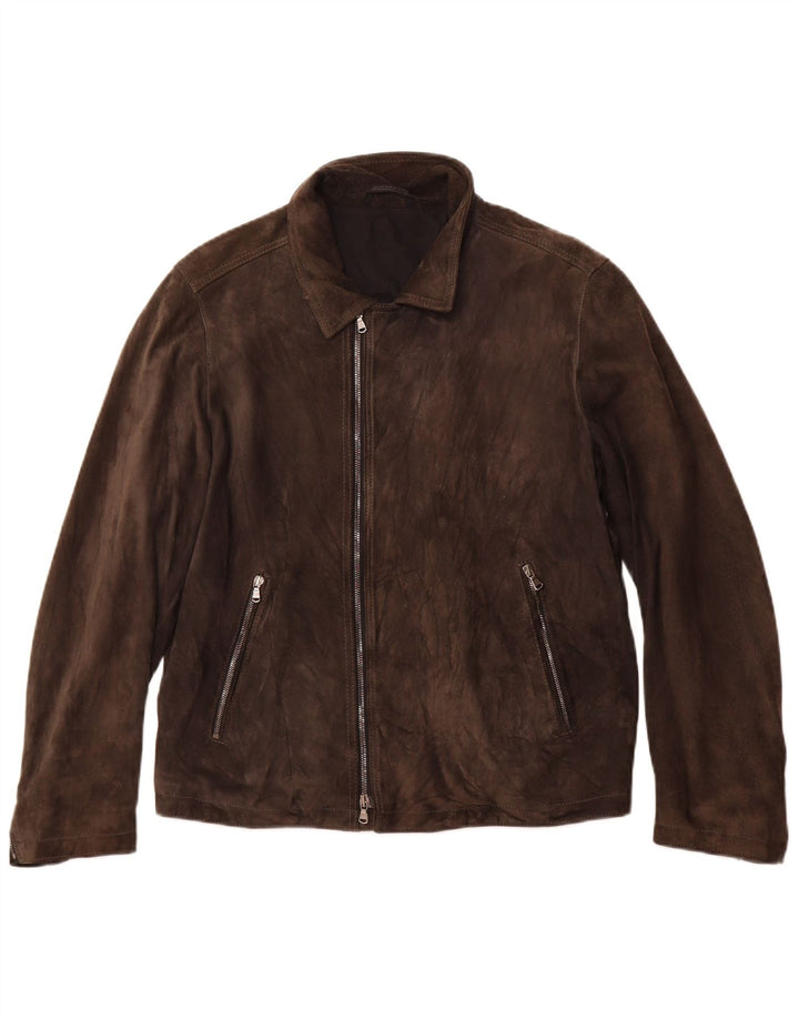 Vintage γυναικείο σουέτ μπουφάν UK 12 μεσαίο καφέ δέρμα