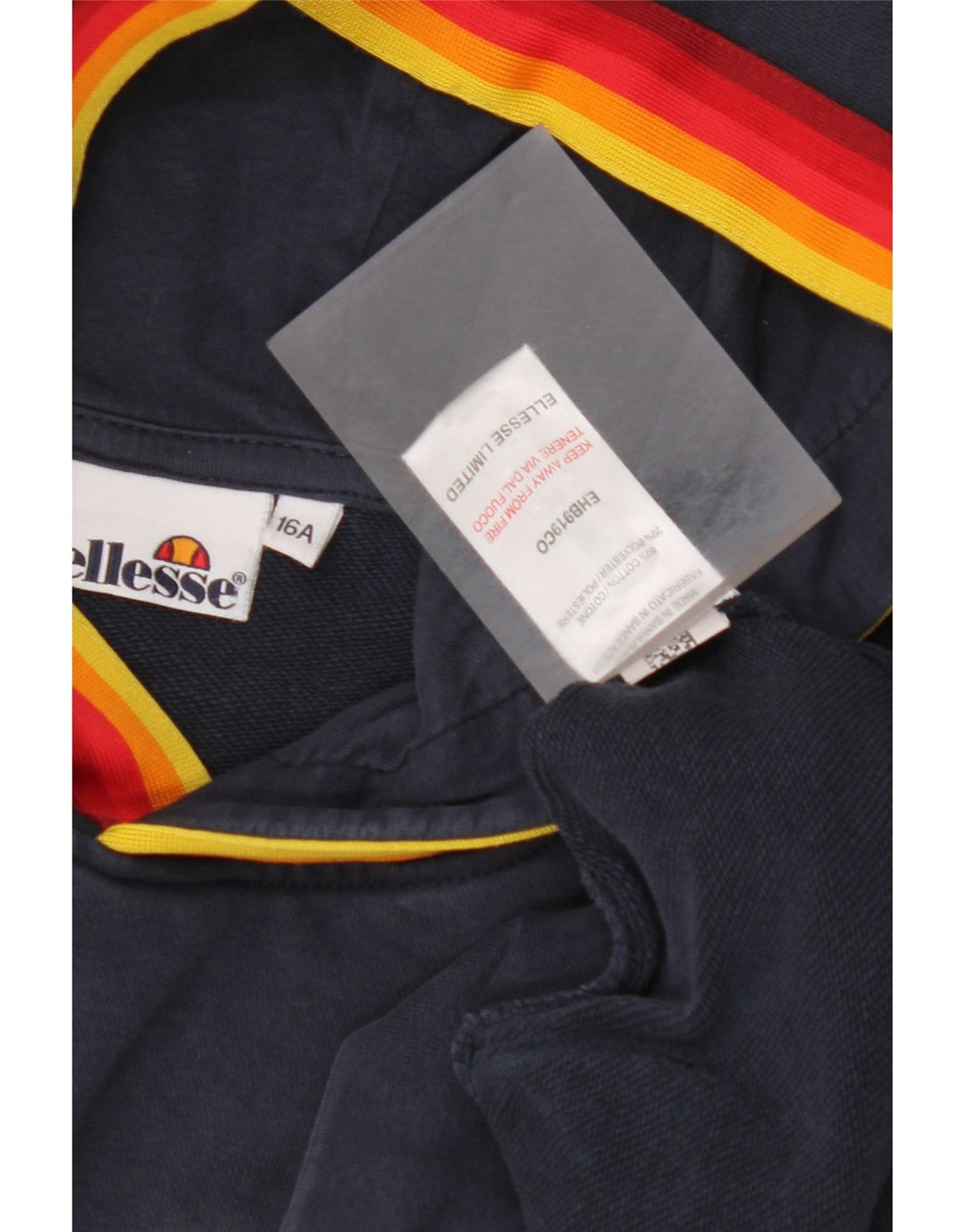 ELLESSE Boys Graphic Hoodie Jumper 15-16 Years Navy Blue Cotton