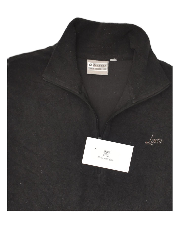 LOTTO Womens Zip Neck Fleece Jumper UK 14 Medium Black | Vintage Lotto | Thrift | Second-Hand Lotto | Used Clothing | Messina Hembry 