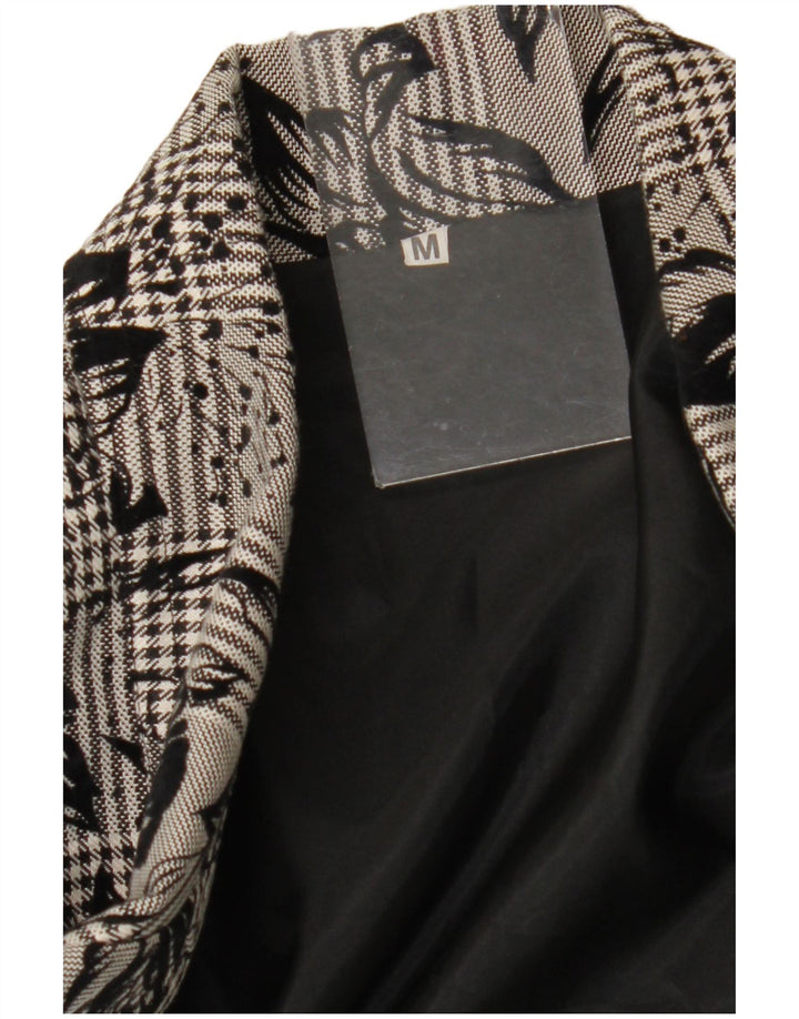 Vintage γυναικείο σακάκι 1 κουμπιού Blazer UK 14 Medium Black Floral