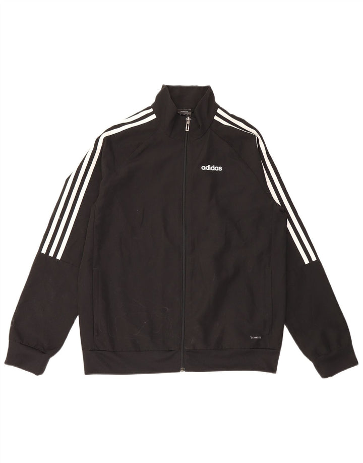 Adidas Boys Climalite Tracksuit Top Jacket 13-14 Years Black Polyester