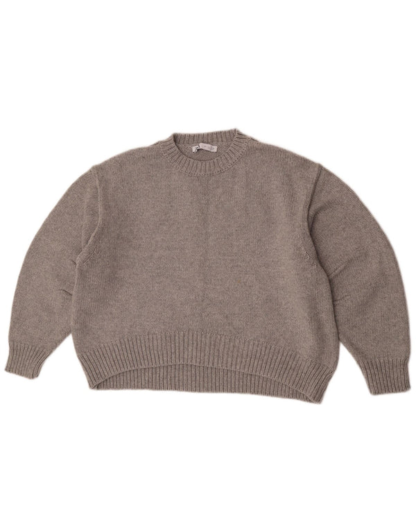 Zara Γυναικείο πουλόβερ με λαιμόκοψη UK 16 Large Grey Polyamide
