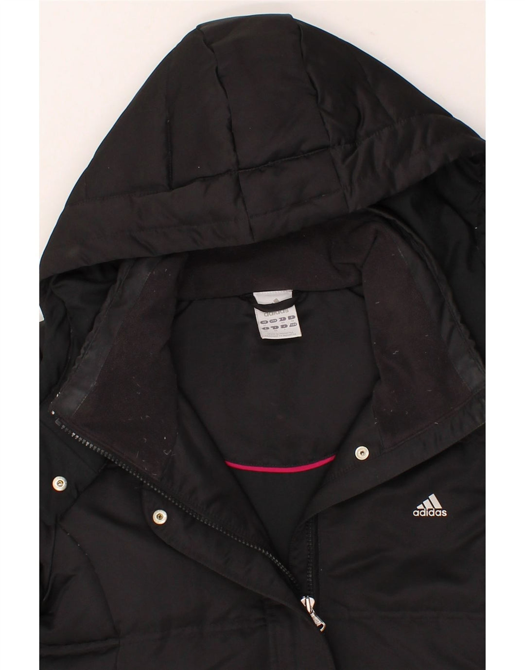 ADIDAS Womens Hooded Padded Jacket UK 12 Medium  Black Vintage Adidas and Second-Hand Adidas from Messina Hembry 