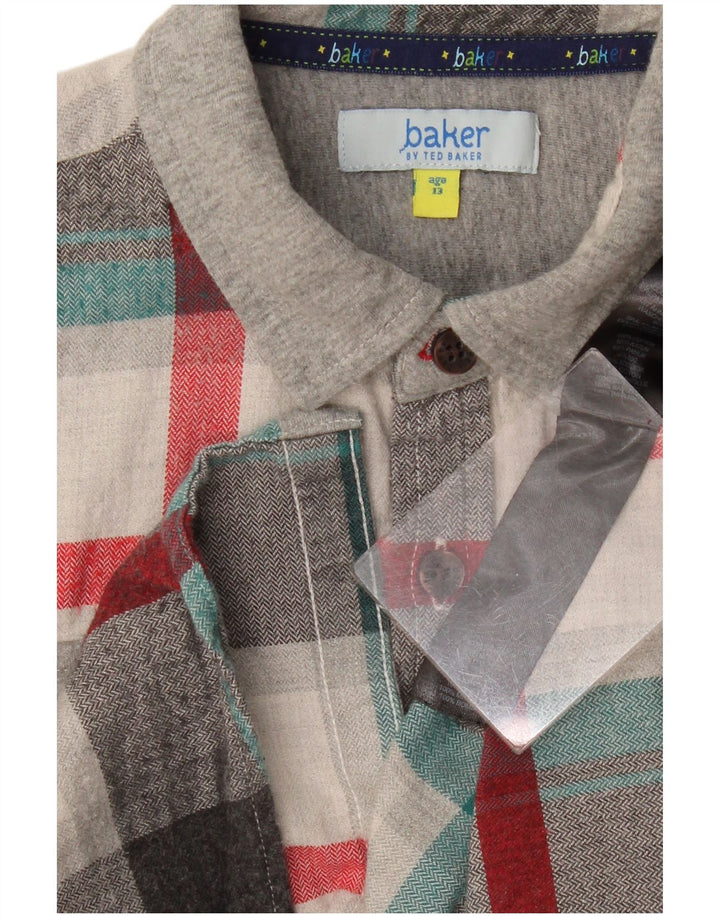 Ted Baker Boys Flannel πουκάμισο 12-13 ετών Γκρι καρό βαμβακερό