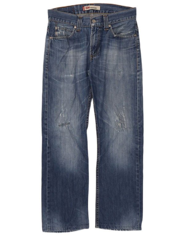 Levi's Mens 506 Standard Fit Distressed Straight Jeans W31 L29 Μπλε βαμβακερό