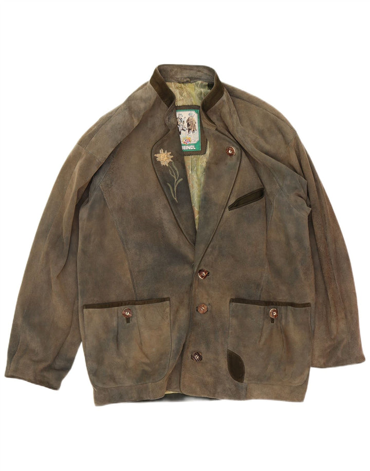 Ανδρικό δερμάτινο μπουφάν Meindl Trachten EU 50 Large Brown