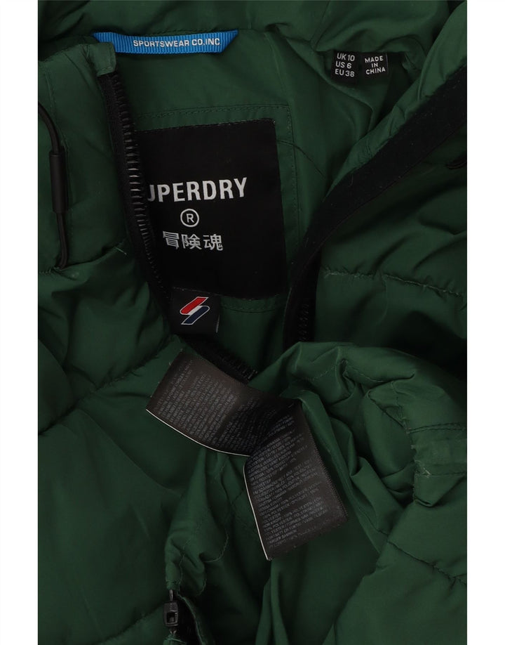 Superdry γυναικείο μπουφάν με κουκούλα μεγάλου μεγέθους με επένδυση UK 10 Small Green Polyester