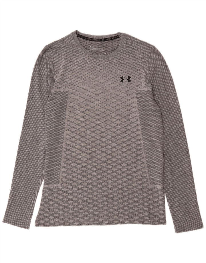 Under Armour Ανδρικό Heat Gear Top Μακρυμάνικο Μεσαίο Γκρι Γεωμετρικό