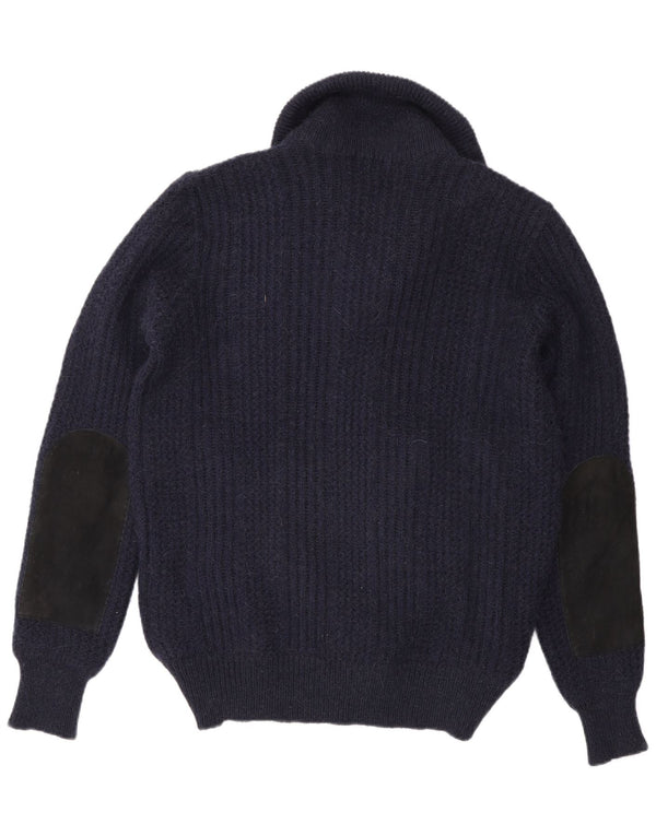 Vintage ανδρικό πουλόβερ ζακέτα IT 48 Medium Navy Blue Colorblock Camelhair