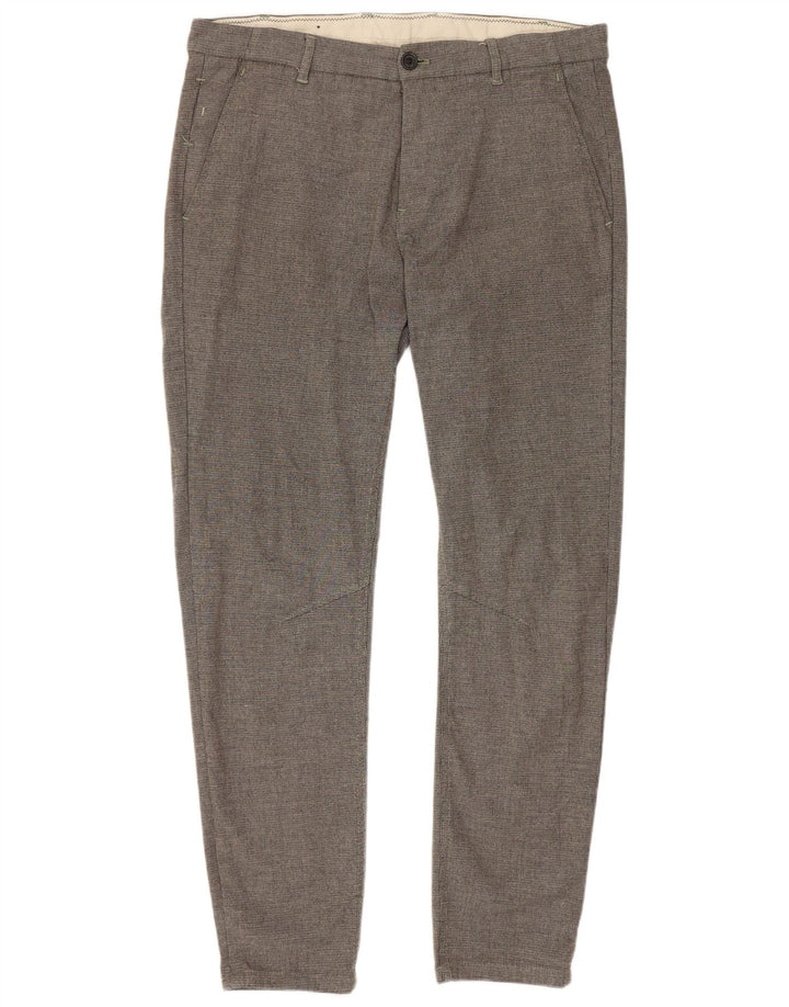 Zara Γυναικείο Slim παντελόνι Chino EU 42 Large W32 L28 Grey Polyester
