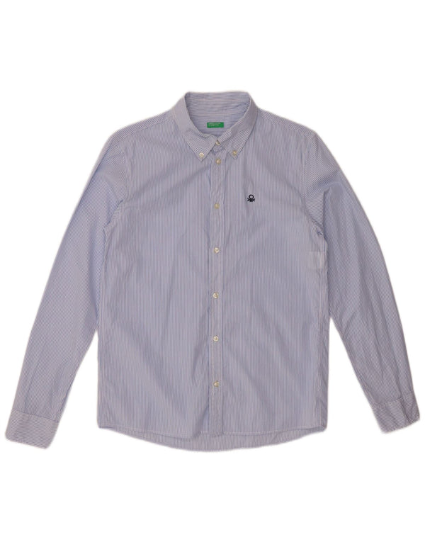 BENETTON Πουκάμισο για αγόρι 13-14 ετών 3XL Μπλε ρίγες βαμβακερό