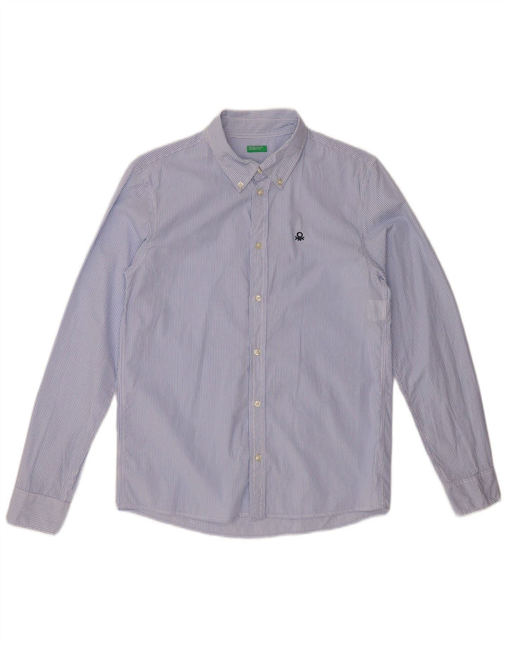 BENETTON Πουκάμισο για αγόρι 13-14 ετών 3XL Μπλε ρίγες βαμβακερό