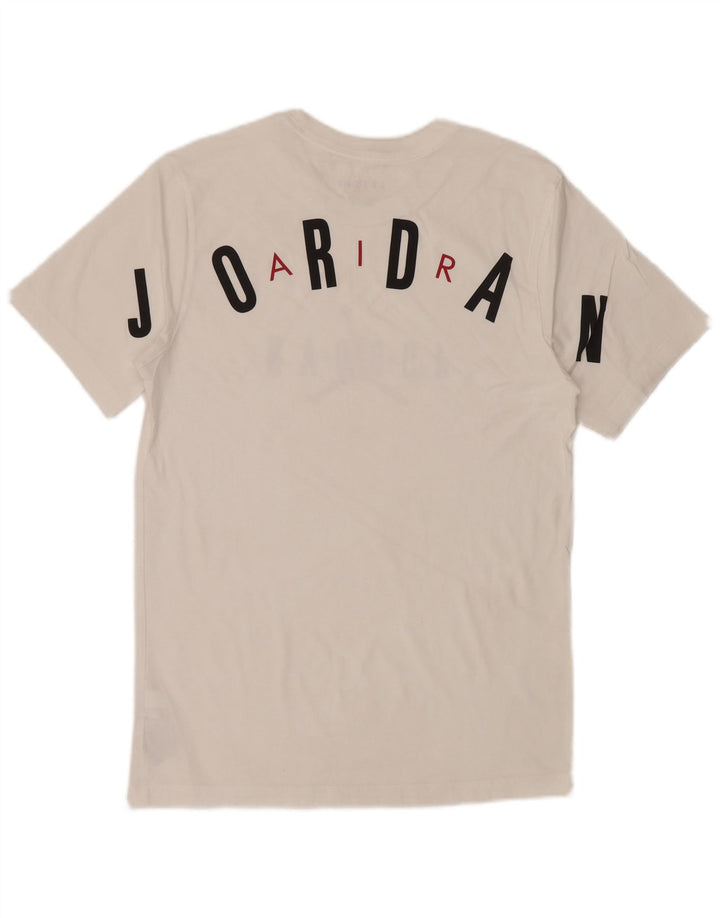 JORDAN Ανδρικό γραφικό T-Shirt Top Μικρό λευκό βαμβακερό