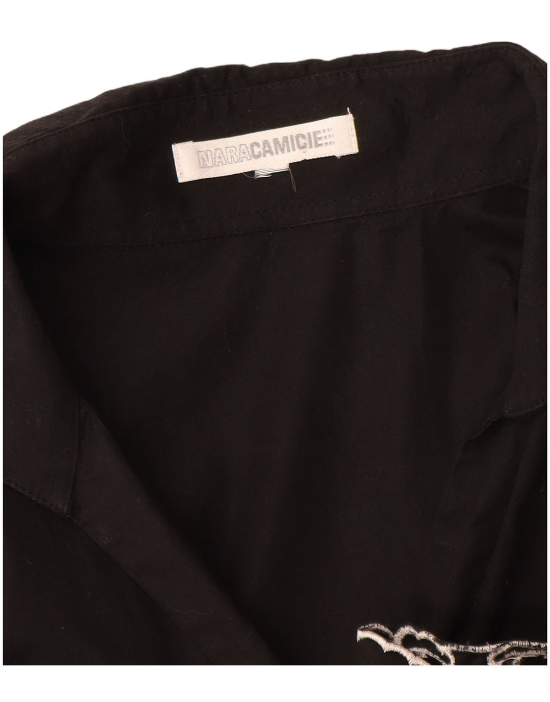 Naracamicie Γυναικείο Πουκάμισο Μπλούζα UK 12 Μεσαίο Μαύρο φλοράλ βαμβακερό