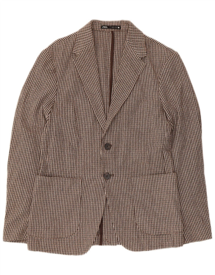 Zara Ανδρικό μπουφάν blazer UK 36 Small Brown Houndstooth