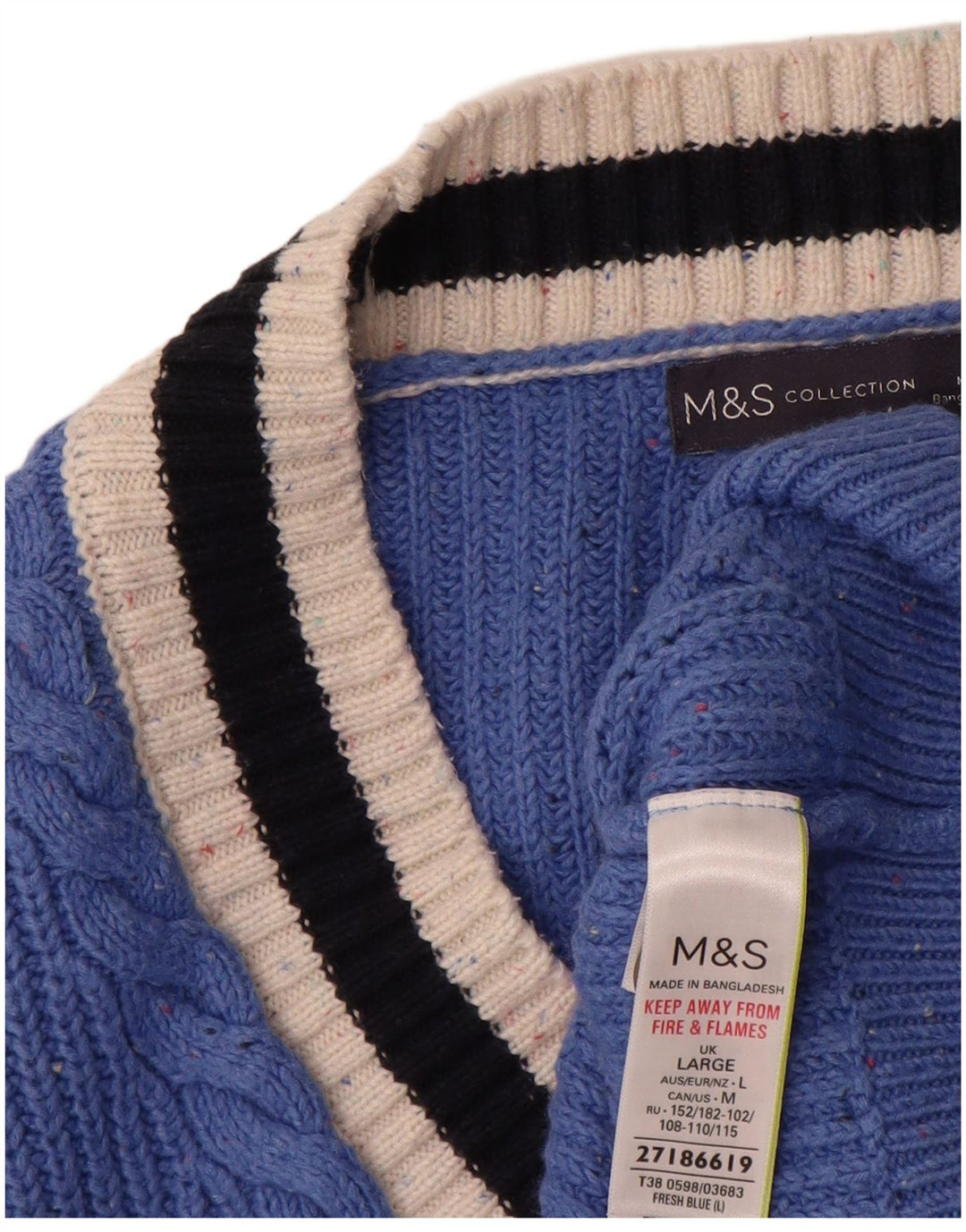 Marks & Spencer Γυναικείο πουλόβερ με ζακέτα μεγάλου μεγέθους UK 16 μεγάλο μπλε βαμβακερό