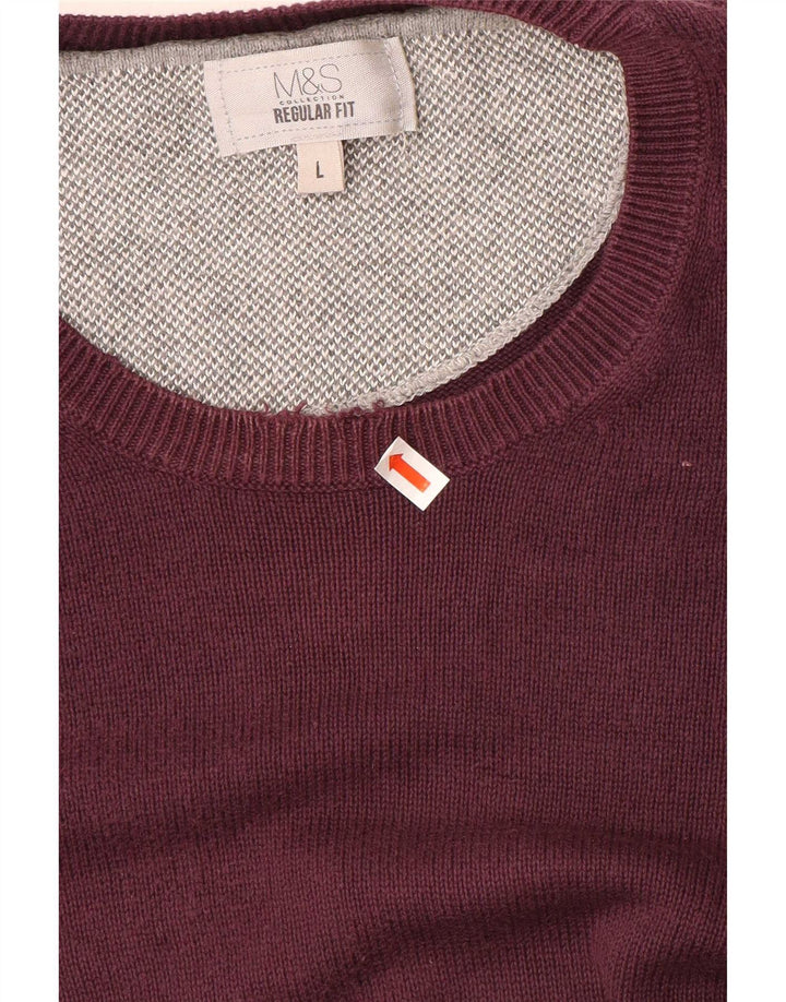Ανδρικό πουλόβερ Marks & Spencer Regular Fit Crew Neck Jumper Large Purple