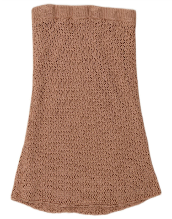 Zara Γυναικεία βελονάκι φούστα σε γραμμή A Small W26 Beige Polyester
