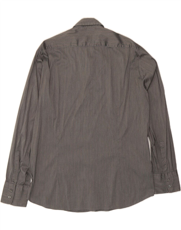 HUGO BOSS Mens Regular Fit Shirt Large Grey Pinstripe Cotton Vintage Hugo Boss and Second-Hand Hugo Boss from Messina Hembry 