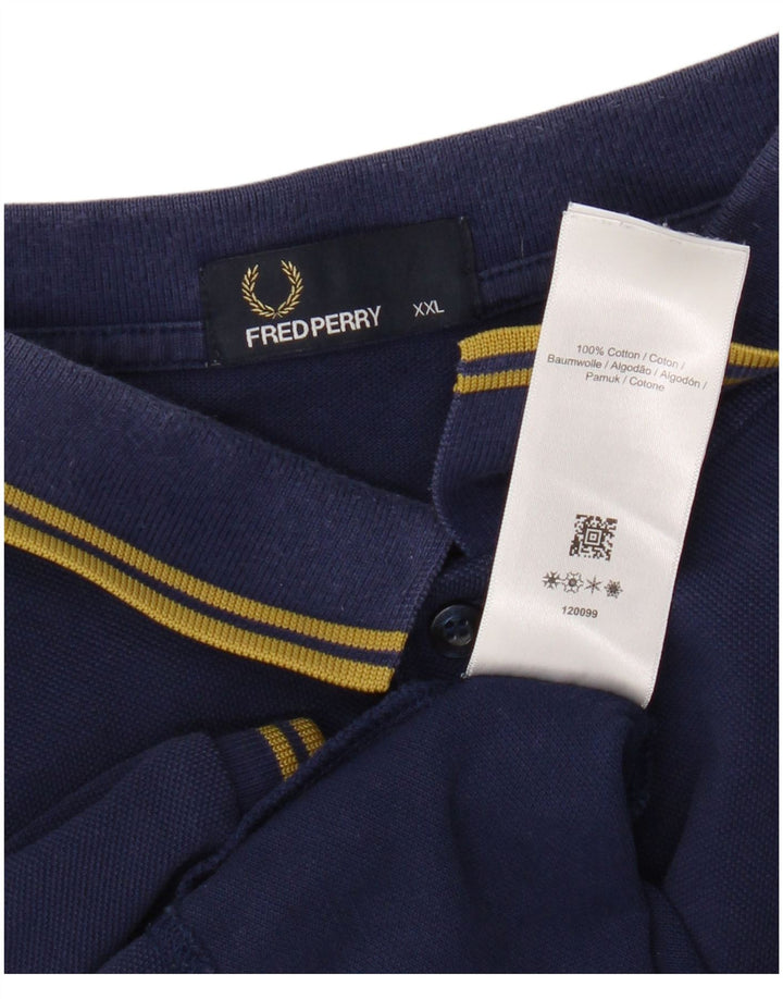 Fred Perry Ανδρικό πουκάμισο Polo 2XL Navy Blue βαμβακερό