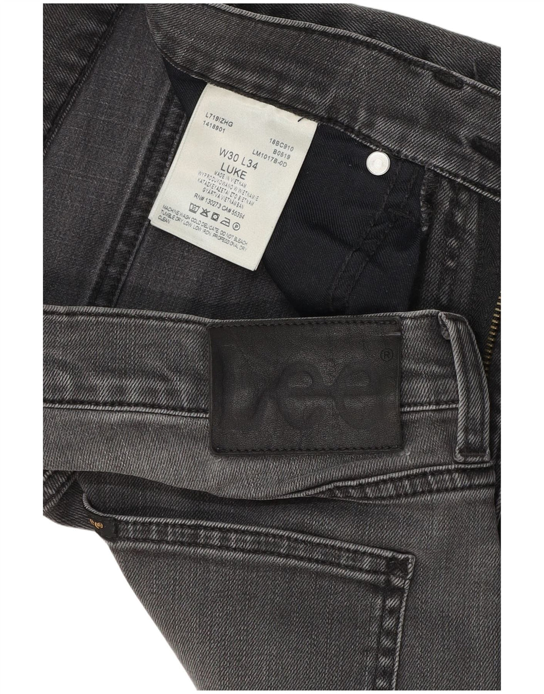 Lee Womens Luke Slim Jeans W30 L34 Γκρι βαμβακερό