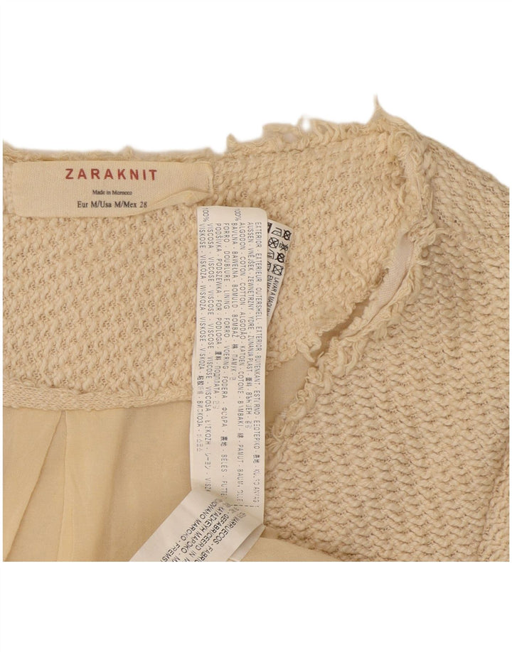 Zara Γυναικείο Open Blazer Jacket UK 12 Medium Beige βαμβακερό