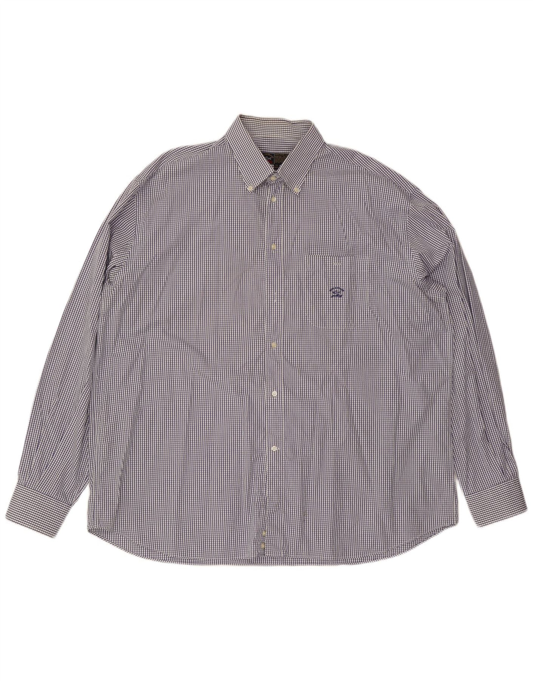 Paul & Shark Ανδρικό πουκάμισο Yachting Μέγεθος 47 18 1/2 2XL Navy Blue Check Cotton