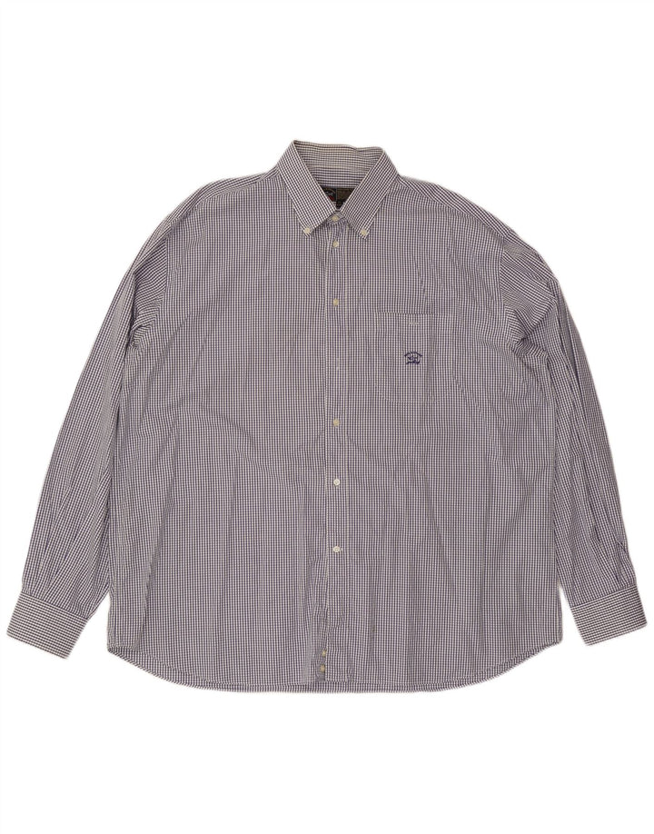 Paul & Shark Ανδρικό πουκάμισο Yachting Μέγεθος 47 18 1/2 2XL Navy Blue Check Cotton