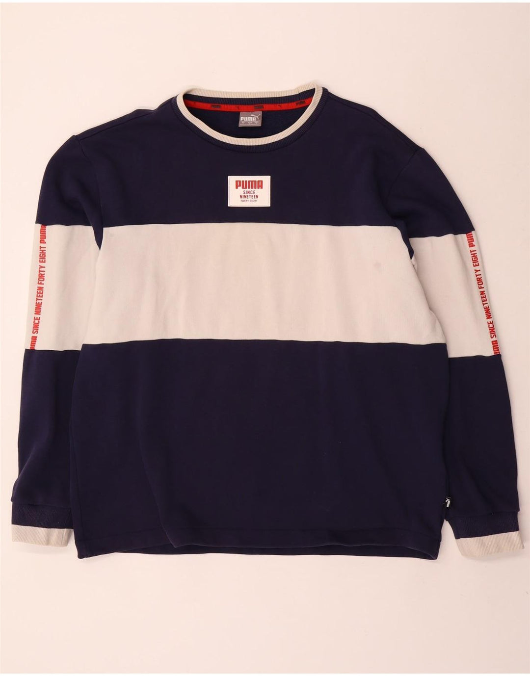 Ανδρικό γραφικό φούτερ Puma Jumper Μεγάλο μπλε Navy Colourblock Βαμβακερό