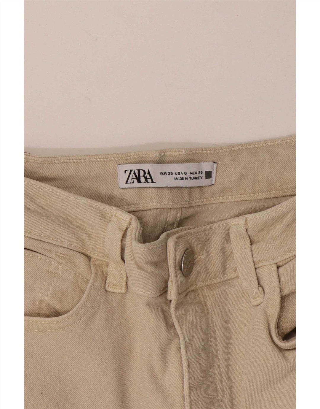 Zara Γυναικείο Straight Jeans EU 38 Small W28 L31 Beige