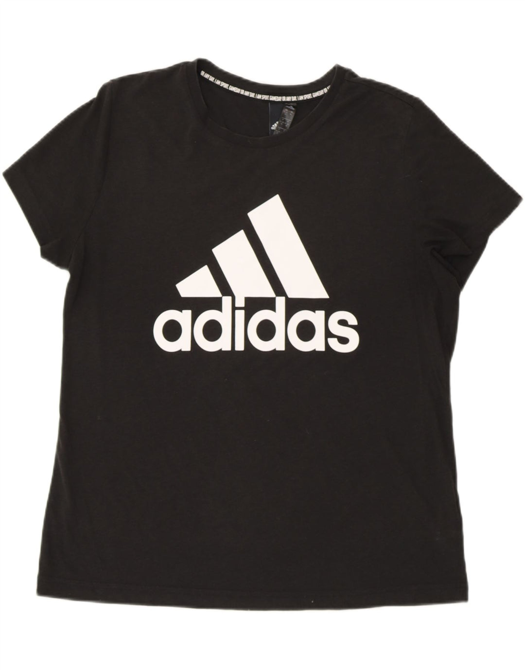 Γυναικείο γραφικό μπλουζάκι ADIDAS Top UK 20/22 XL μαύρο βαμβακερό