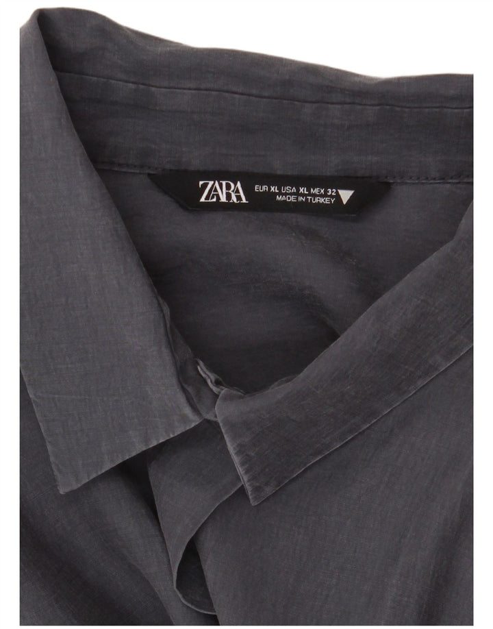 Zara Γυναικείο Longline Oversized πουκάμισο UK 18 XL Navy Blue