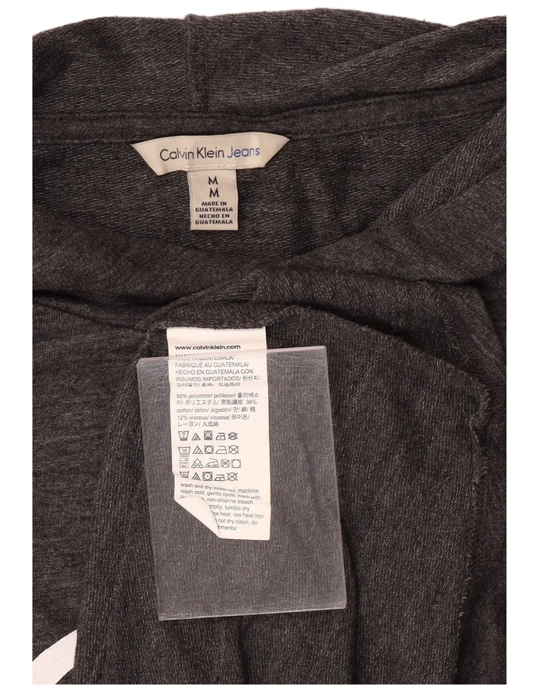 CALVIN KLEIN JEANS Γυναικείο γραφικό φούτερ με κουκούλα UK 14 Medium Grey