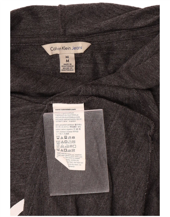 CALVIN KLEIN JEANS Γυναικείο γραφικό φούτερ με κουκούλα UK 14 Medium Grey