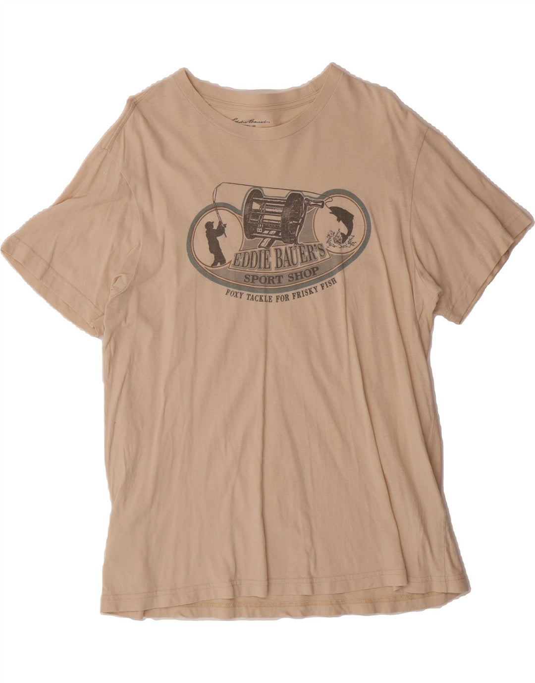 EDDIE BAUER Mens Graphic T-Shirt Top Medium Beige Cotton Vintage Eddie Bauer and Second-Hand Eddie Bauer from Messina Hembry 