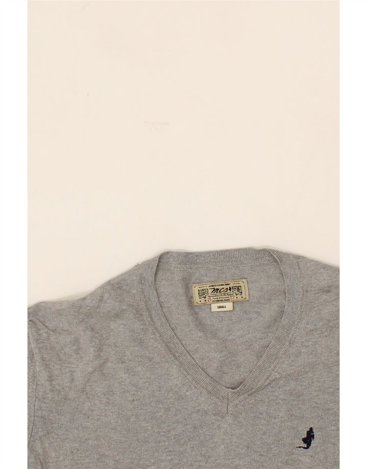 MARLBORO CLASSICS Mens V-Neck Jumper Sweater Small Grey Vintage Marlboro Classics and Second-Hand Marlboro Classics from Messina Hembry 