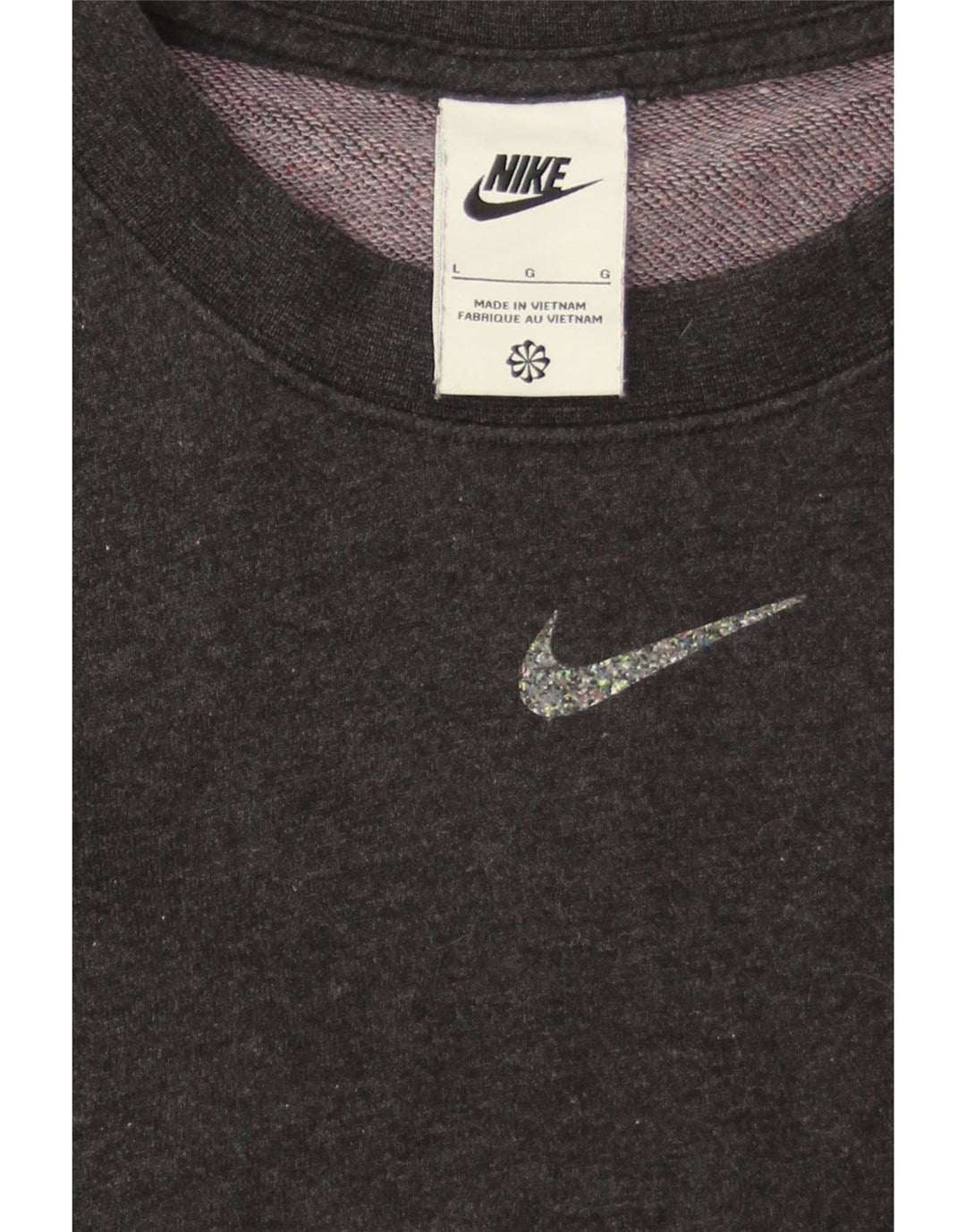 NIKE Womens Crop Oversized Sweatshirt Jumper UK 16 Large Grey Cotton Vintage Nike and Second-Hand Nike from Messina Hembry 