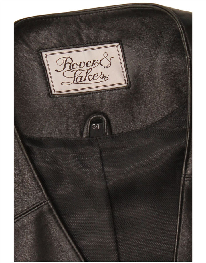 ROVER&LAKES Ανδρικό Δερμάτινο Γιλέκο IT 54 XL Μαύρο Δερμάτινο