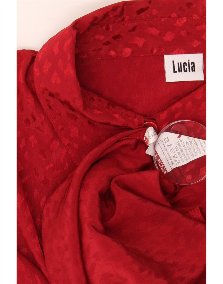 LUCIA Womens Shirt Blouse EU 48 2XL Burgundy Spotted Polyester Vintage Lucia and Second-Hand Lucia from Messina Hembry 
