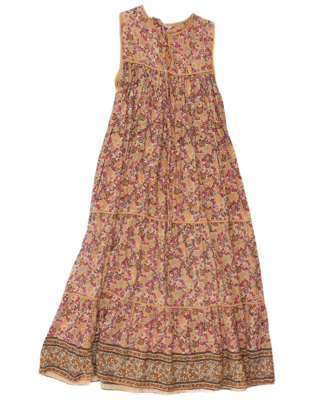 Vintage γυναικείο αμάνικο φόρεμα UK 10 Small πολύχρωμο Floral