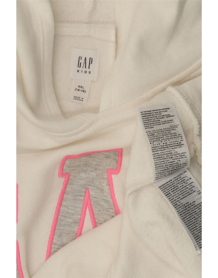 GAP Girls Graphic Hoodie Jumper 14-15 ετών 2XL λευκό βαμβακερό