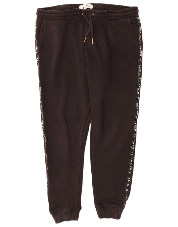 Jack Wills Γυναικεία αθλητική φόρμα γραφικών παντελόνι Joggers UK 14 Large Black