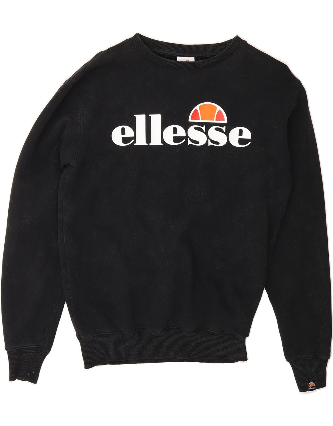 ELLESSE Womens Oversized Graphic Sweatshirt Jumper UK 10 Small Black Vintage Ellesse and Second-Hand Ellesse from Messina Hembry 
