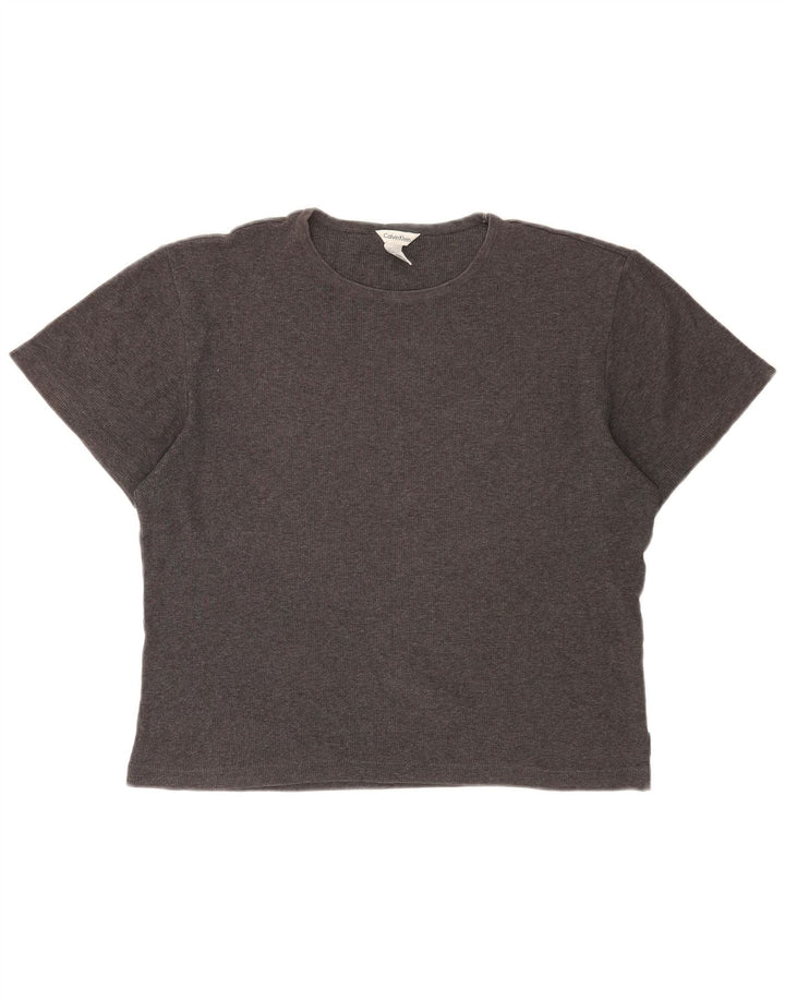 Γυναικείο T-Shirt CALVIN KLEIN Top UK 14 μεσαίο γκρι βαμβακερό
