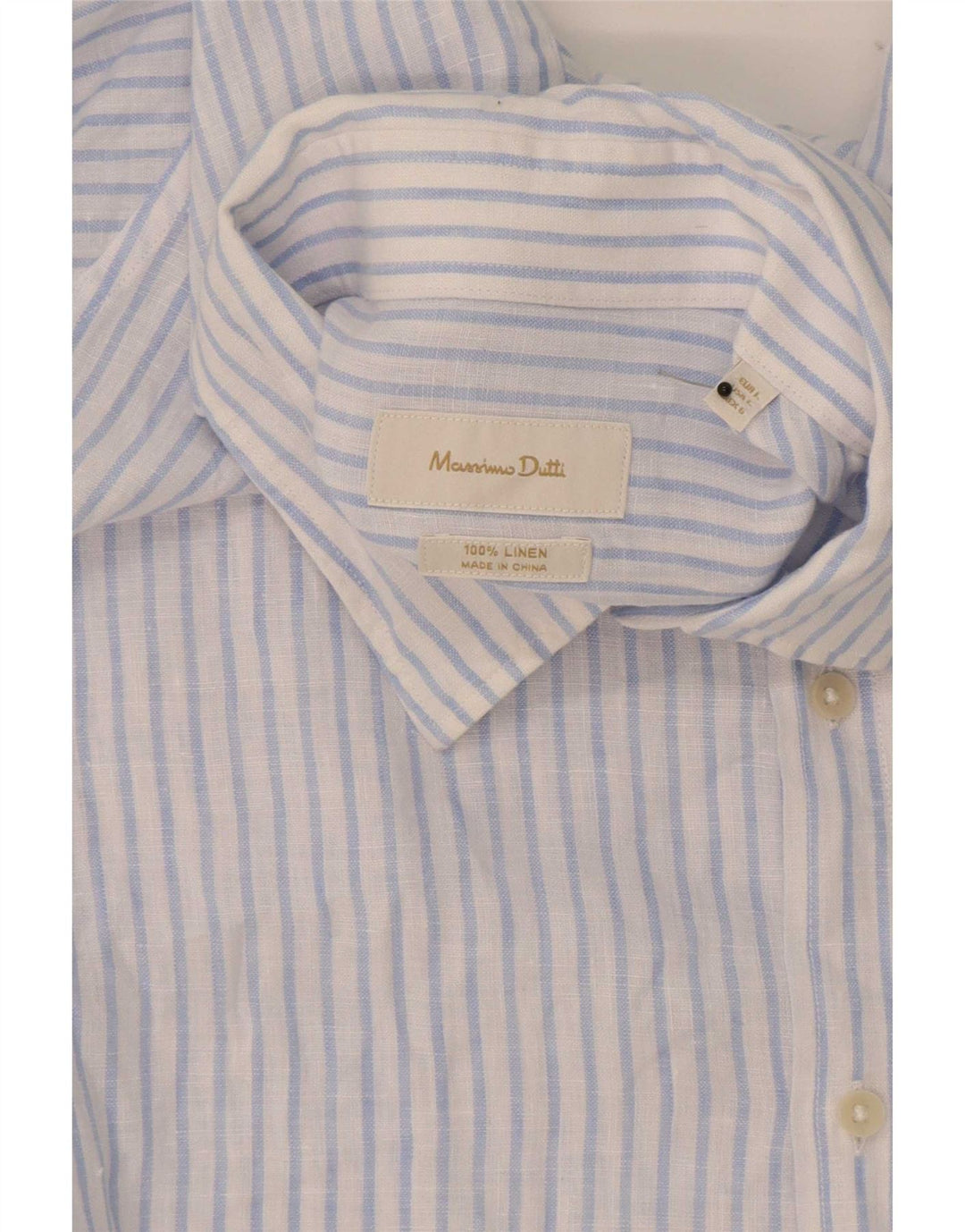 Ανδρικό πουκάμισο Massimo Dutti Λινό μεγάλο μπλε ρίγες