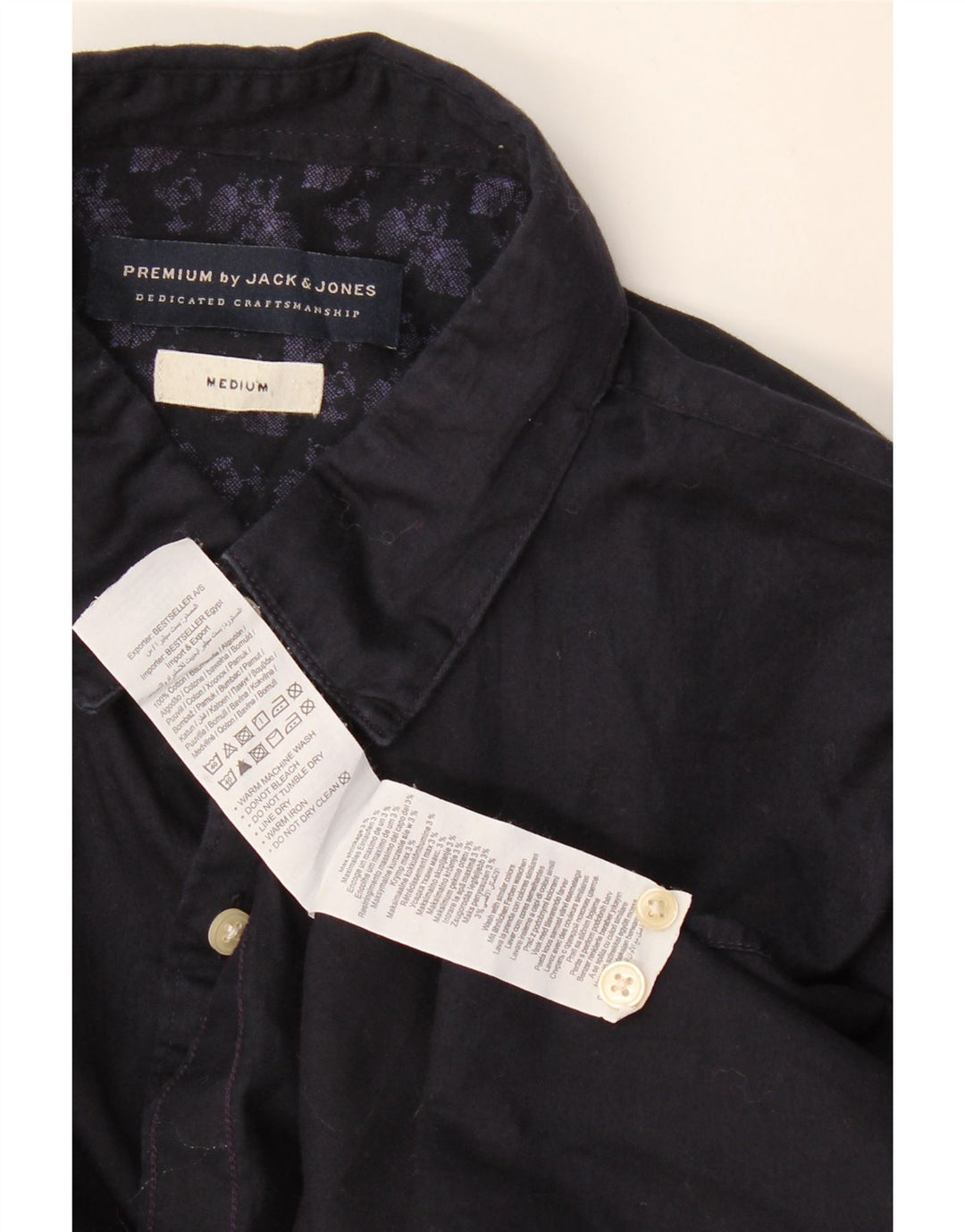 Ανδρικό πουκάμισο Jack & Jones από βαμβακερό μπλε ναυτικό