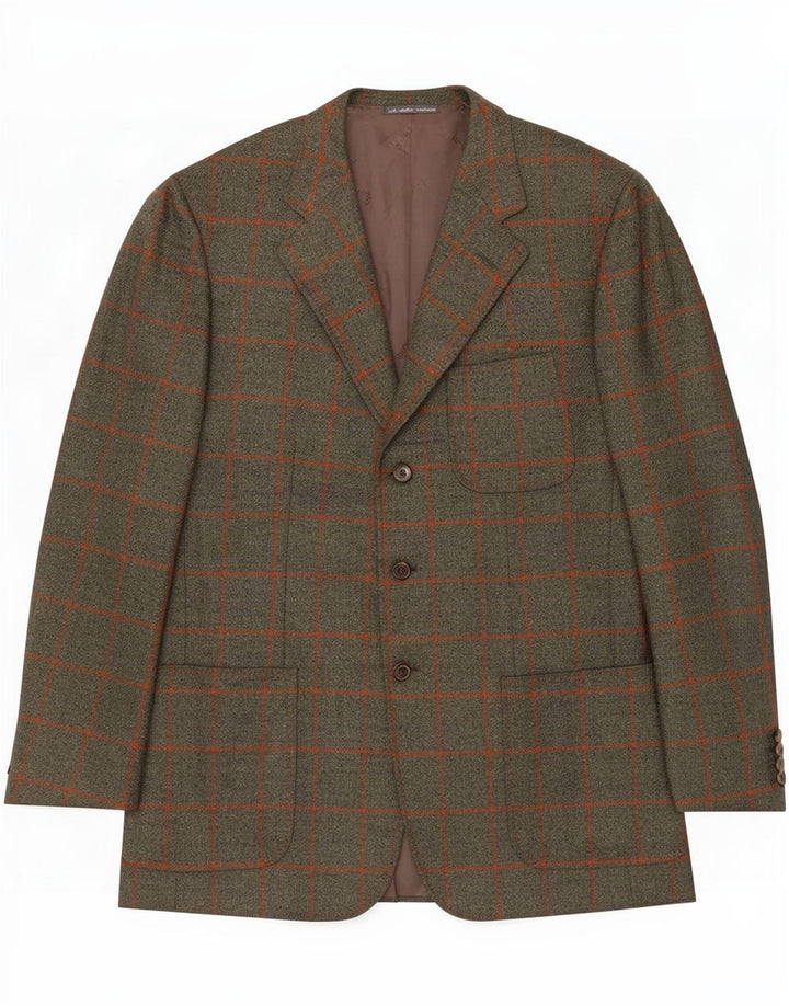 Ravazzolo Ανδρικό σακάκι με 3 κουμπιά IT 50 Large Grey Check Wool