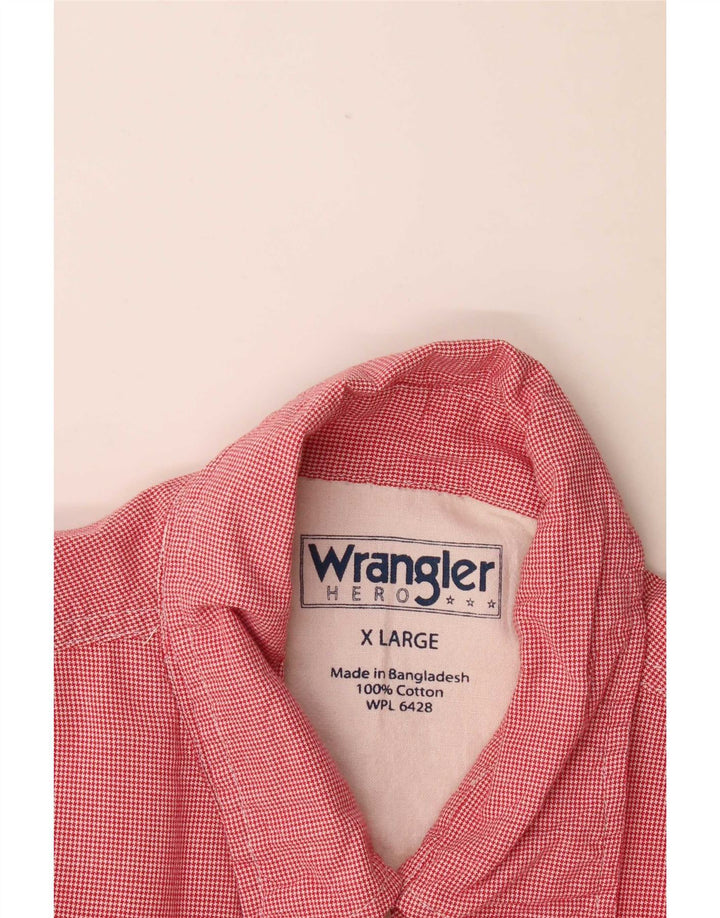 Ανδρικό κοντομάνικο πουκάμισο Wrangler XL Κόκκινο βαμβακερό Houndstooth